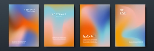 Blurred vivid vibrant backgrounds set with modern abstract blurred color gradient patterns. Smooth templates collection for brochures, posters, banners, flyers and cards. Vector illustration.