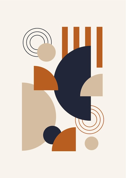 boho modern minimalist abstract line art print with geometric shape