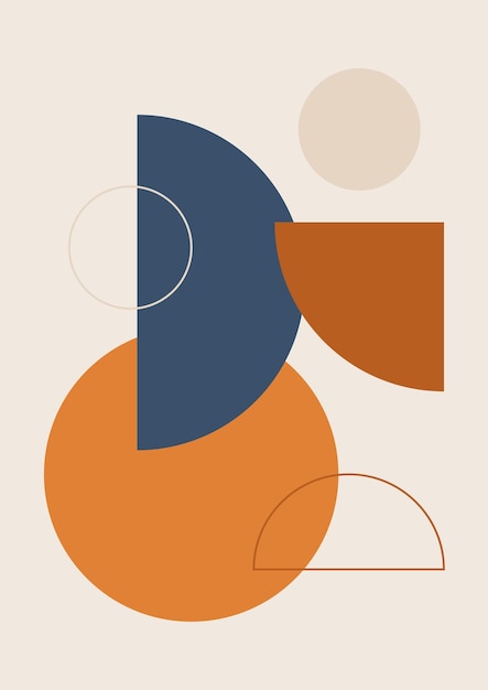 boho modern minimalist abstract line art print with geometric shape