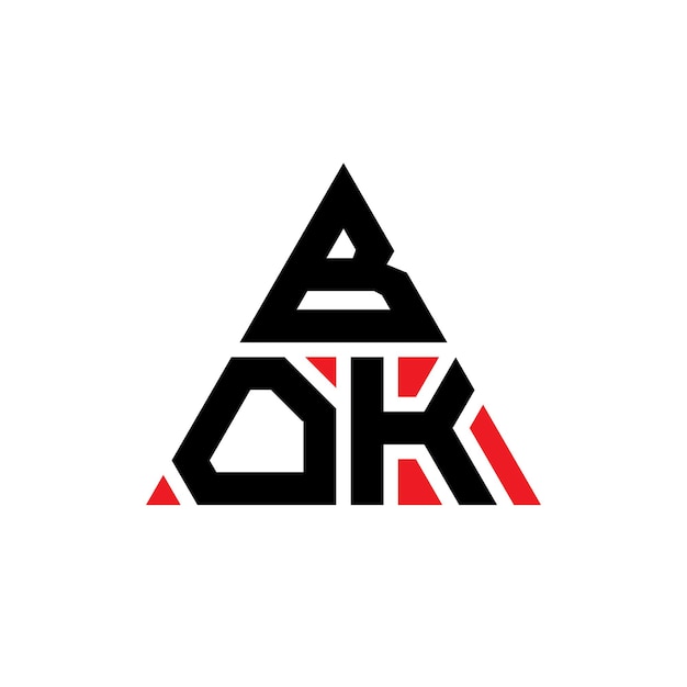 BOK triangle letter logo design with triangle shape BOK triangle logo design monogram BOK triangle vector logo template with red color BOK triangular logo Simple Elegant and Luxurious Logo