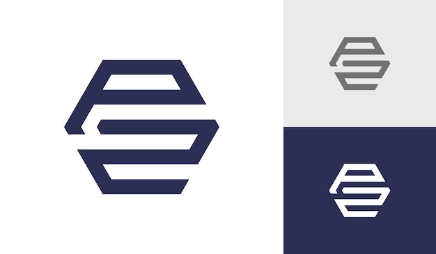 Bokstaven P2 sekskant logo design