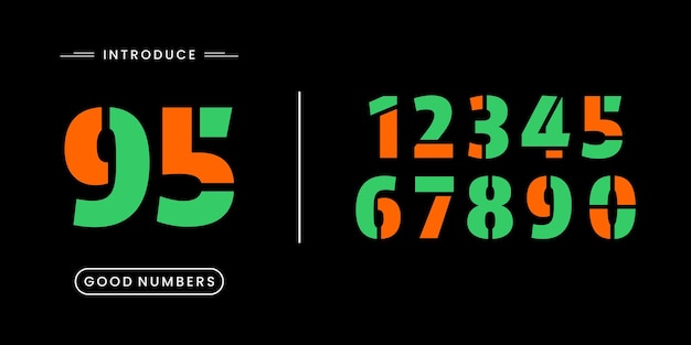 Bold StencilStyle Number Set with black background