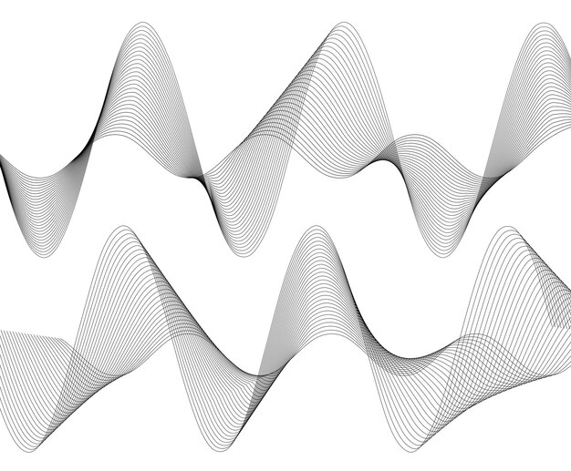 Bølge av mangefargede linjer. Abstrakte bølgete striper på hvit bakgrunn isolert. Kreativ linjekunst. Vektorillustrasjon EPS 10. Designelementer laget ved hjelp av Blend Tool. Buet, glatt tape