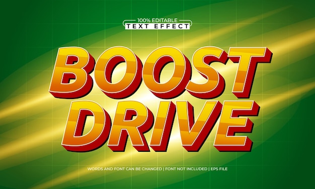 boost drive editable text effect with a race and speed text style