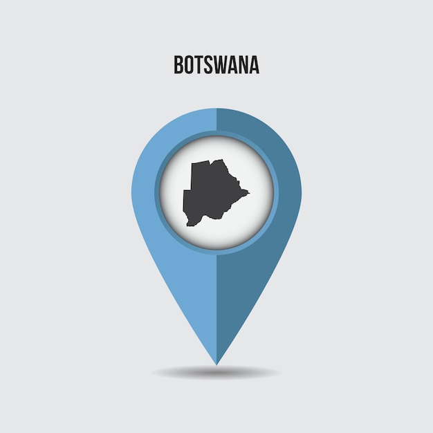Botswana map on location pin. 3D pointer with map isolated on a background.