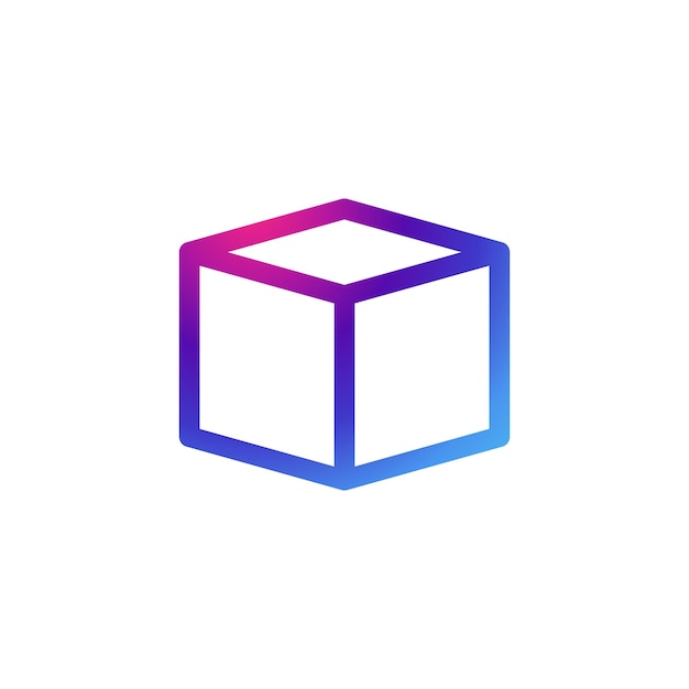 Box icon with gradient purple effect.