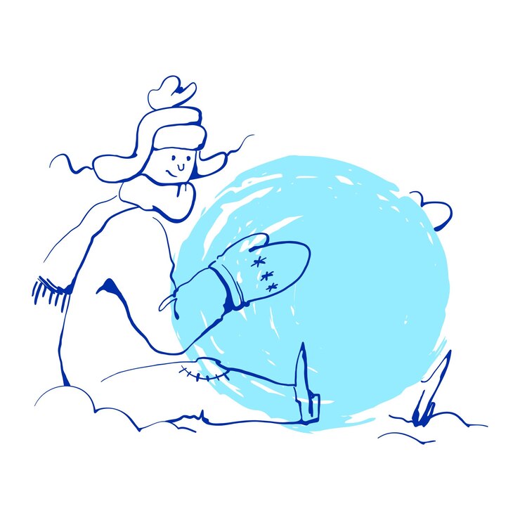 Vektor boy made snowball