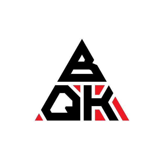 BQK triangle letter logo design with triangle shape BQK triangle logo design monogram BQK triangle vector logo template with red color BQK triangular logo Simple Elegant and Luxurious Logo