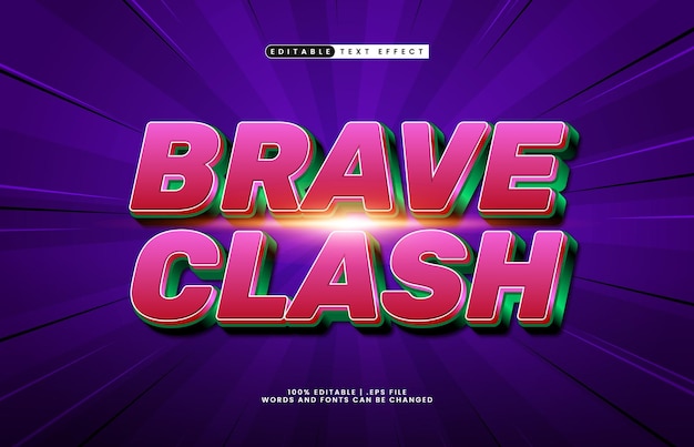 brave clash editable text effect with a super and brave text effect