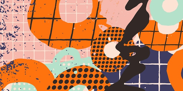 Bright colorful background with shapes with different textures Abstract print design