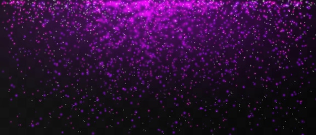 bright purple particles gently falling on a dark background creating a magical and festive atmosphere glittering particles on a transparent background light with flares