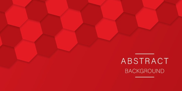 Bright Red Hexagon Backdrop and Abstract Technology Pattern with Hexagon Shapes