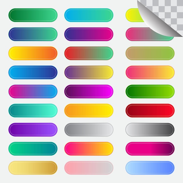 Bright vibrant Trendy Colorful Gradient Swatches Buttons