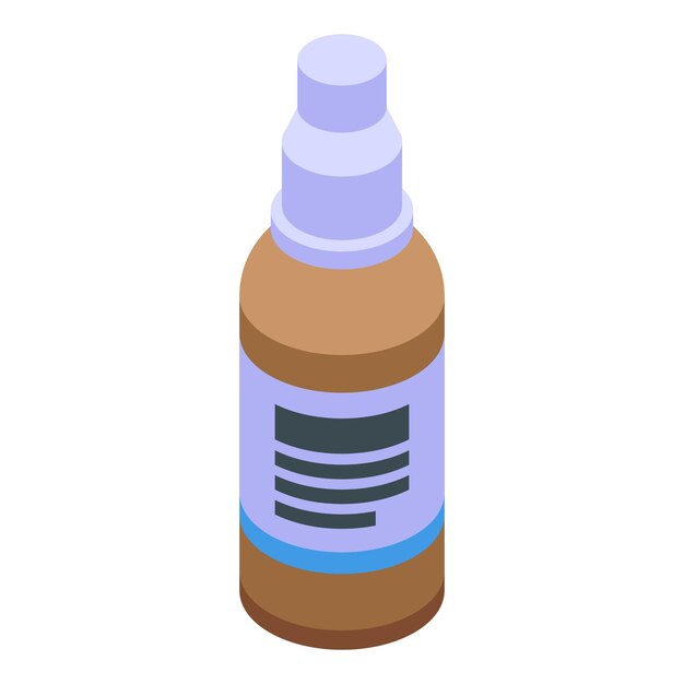 brown medical bottle with blue label isometric illustration