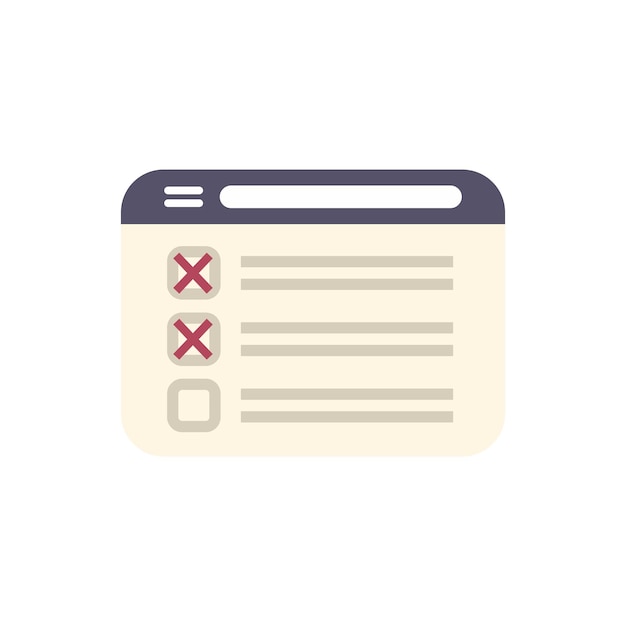 Browser window displaying online survey with checkboxes and cross marks