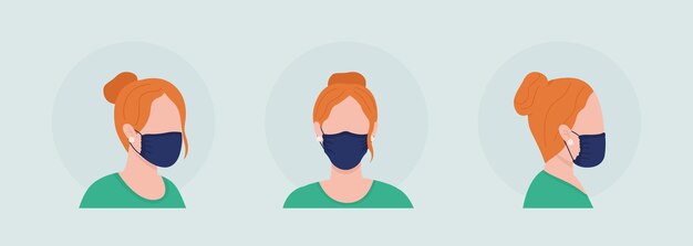 bruk maske med samlede sider, avatarsett med halvfargekarakter
