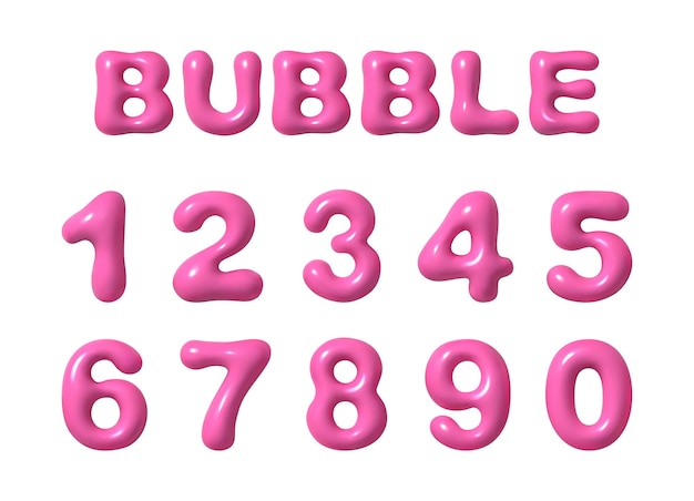 Bubble balloon font glossy letters