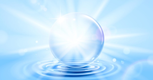 Bubble on water ripple background