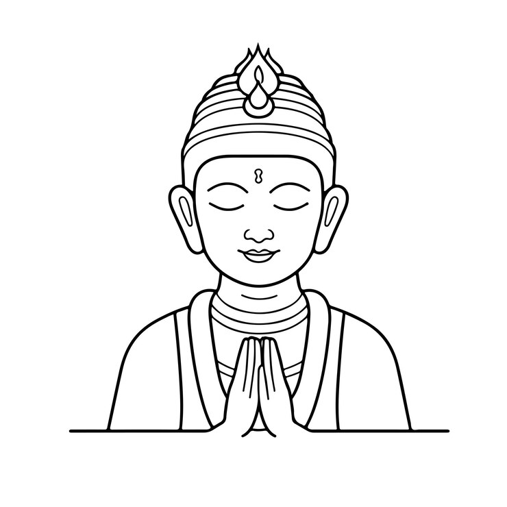 Vektor buddha coloring page line drawing day