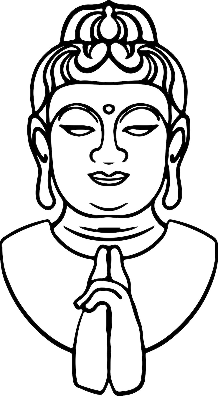 Vektor buddha face isolated on white esoteric vintage vector illustration indian buddhism spiritual