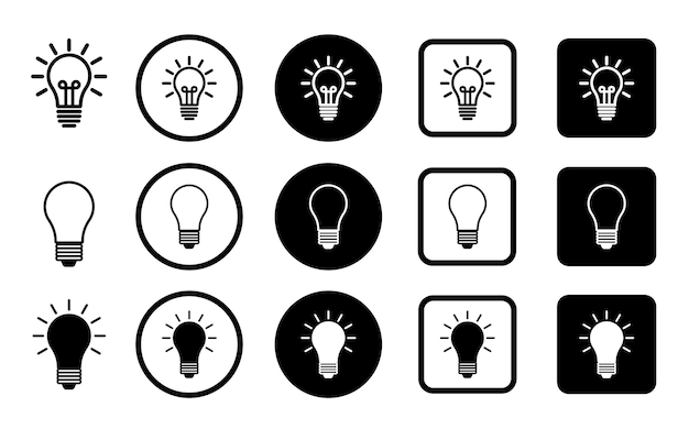 bulb lamp icons set electric bulds electric lamp illustration symbol idea sign or logo