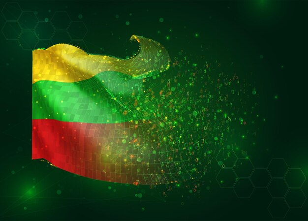 bulgaria on vector 3d flag on green background with polygons and data numbers