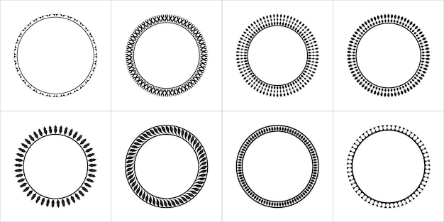 Bundle of Elegant Circular Frames with Rope Floral and Mandala Motifs