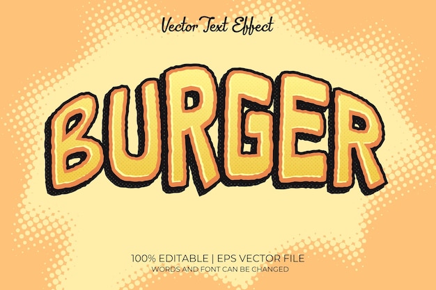 burger retro halftone editabel text effect