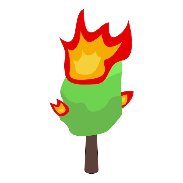 Burning forest tree icon Isometric of Burning forest tree vector icon for web design isolated on white background