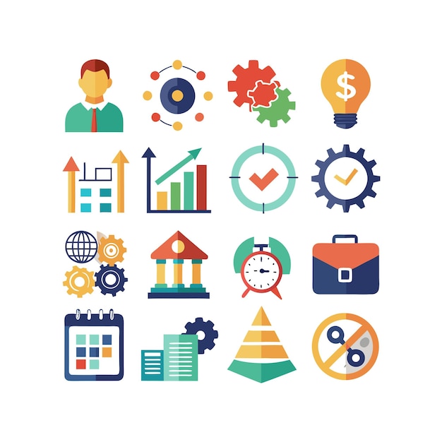 business and finance icon set collection vector illustration for documents websites and applications