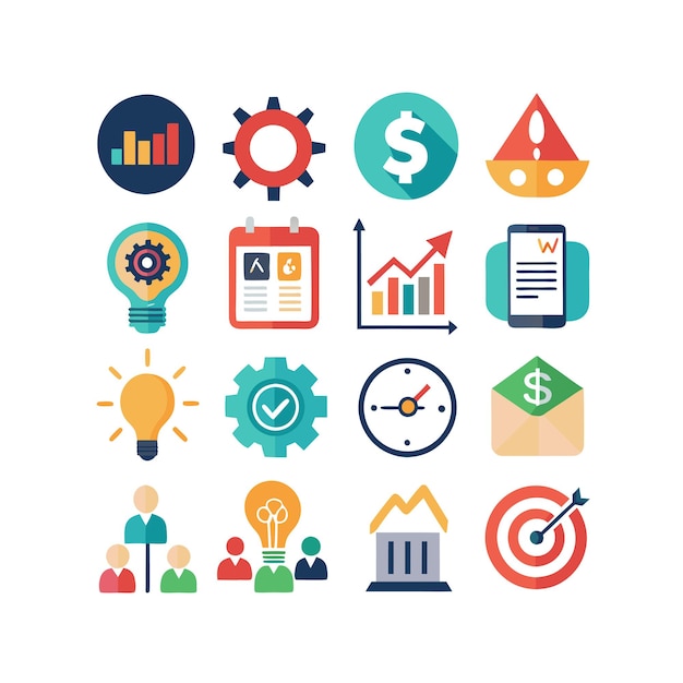 business and finance icon set collection vector illustration for documents websites and applications