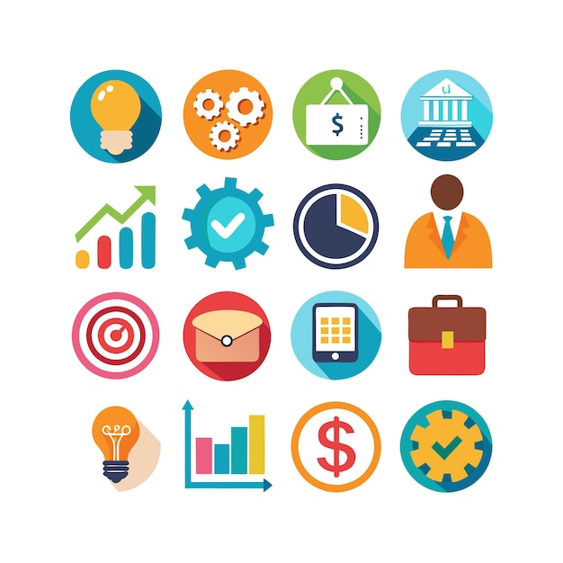 business and finance icon set collection vector illustration for documents websites and applications