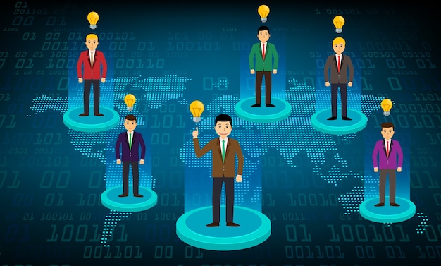 Business community network with the world map