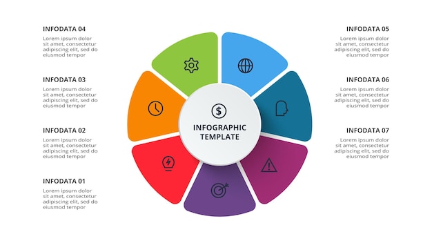 Business data visualization Process chart Elements of graph diagram with 7 steps