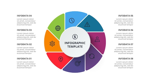 Business data visualization Process chart Elements of graph diagram with 8 steps
