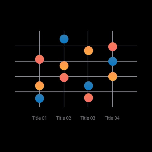 Business development report infographic dot chart design template for dark theme
