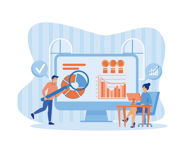 Business financial investment with team of business people working on monitor graph dashboard