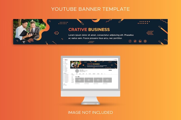 Business IT solutions geometric YouTube channel profile banner template