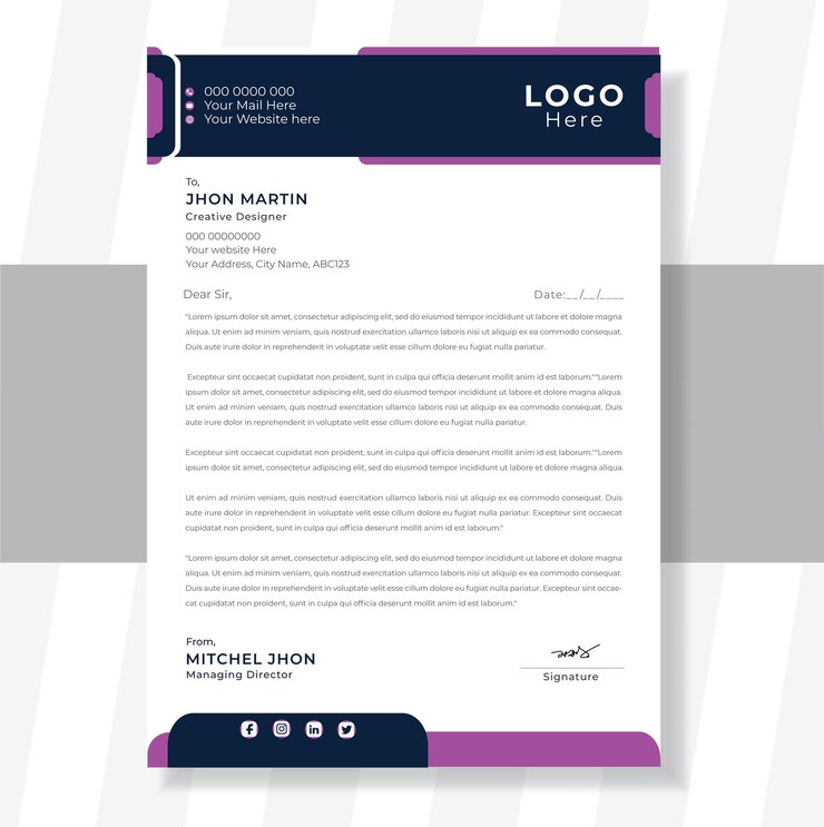 Business Letterhead Design Template Set of creative business colorful letterhead design template