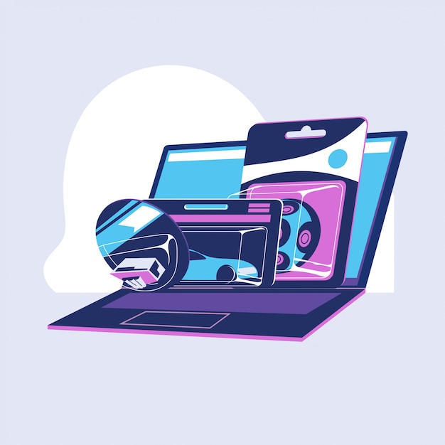 Business people choosing toy on e-commerce web shopping