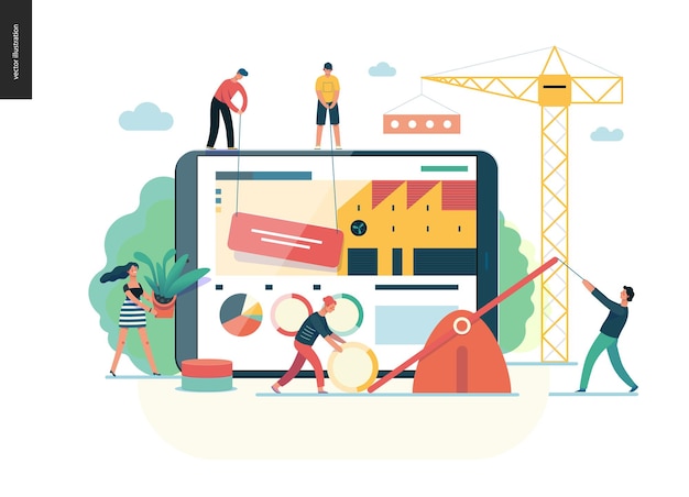 business series color company teamwork collaboration modern flat vector illustration concept of
