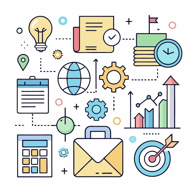 Business strategy and planning with icons