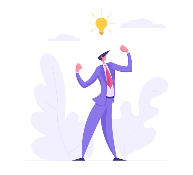 Business Success Out of Box Thinking Concept with Creative Businessman Illustration