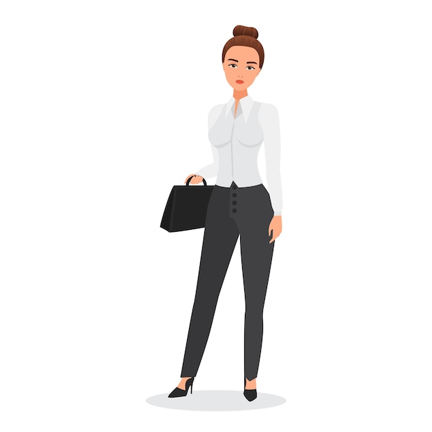 Businesswoman holding briefcase and standing at business meeting