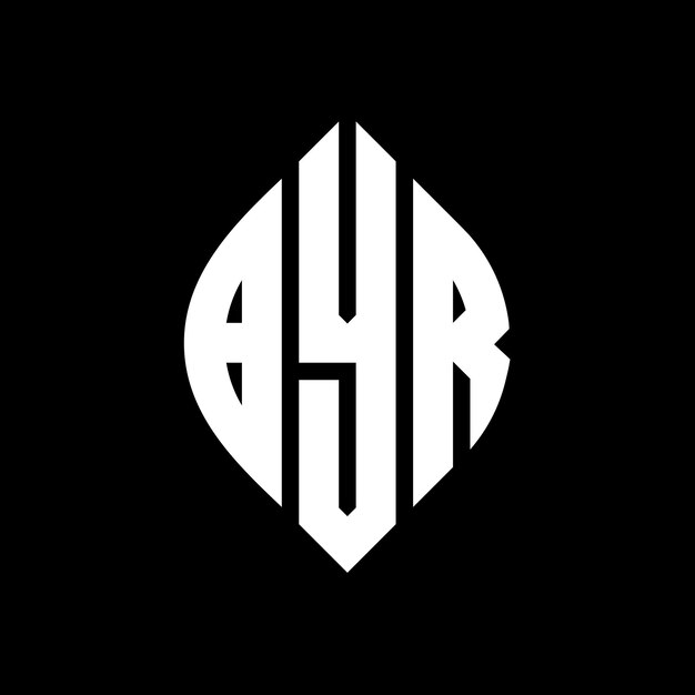 BYR circle letter logo design with circle and ellipse shape BYR ellipse letters with typographic style The three initials form a circle logo BYR Circle Emblem Abstract Monogram Letter Mark Vector