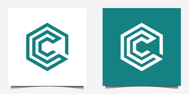 C logo with hexagonal line draphic and abstract design