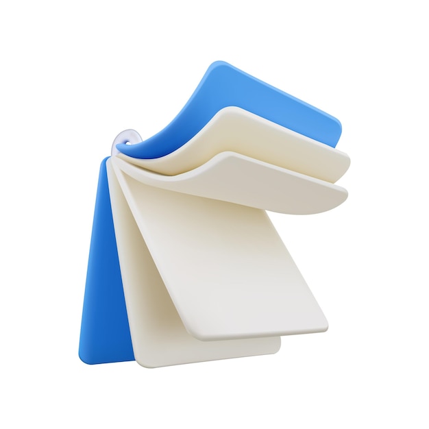 calendar 3d icon open page calendar blank isolated object on a white background