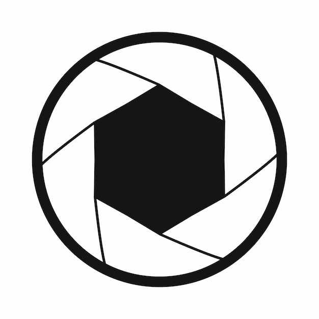 camera shutter aperture icon in simple style on a white background