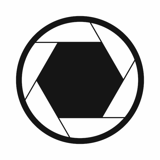 camera shutter aperture icon in simple style on a white background