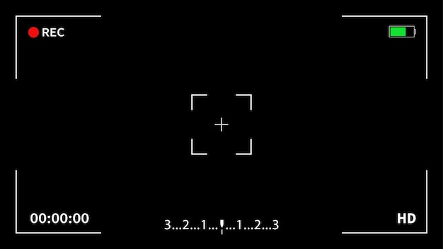 Camera viewfinder. Recording. Camera frame viewfinder screen of video recorder digital display interface. Vector illustration.